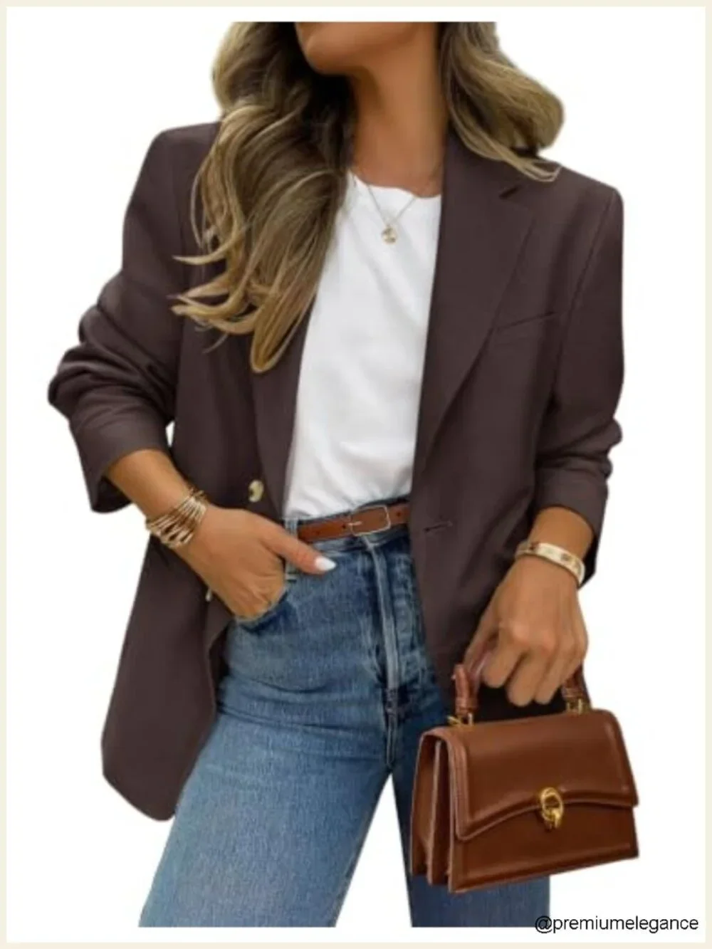 Women's Blazer Open Front Notch Lapel Long Sleeve 97% Polyester 3% Elastane
